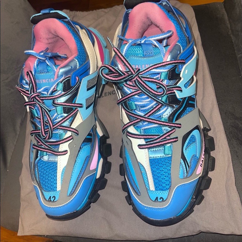 Balenciaga Mens Track Trainer Light Blue Pink